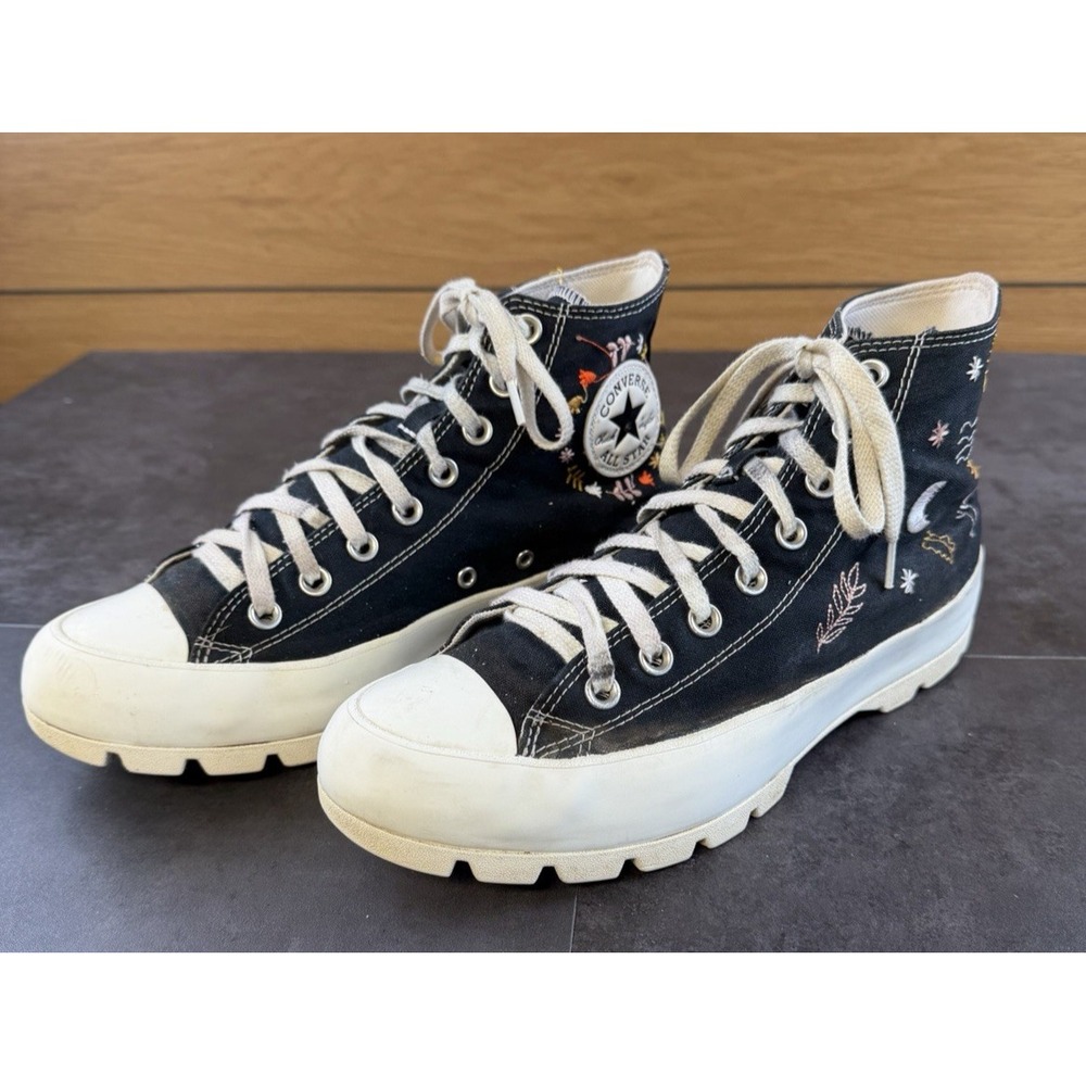 Converse Run Star Hike High Platform Lugged Black Sneakers Ok to Wander -10.5